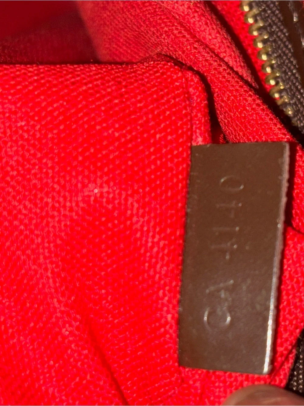 Louis Vuitton Damier Ebene Tote with Red Interior Trim